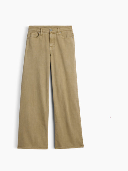 Bej Mid Rise Wide-leg Jean Pantolon