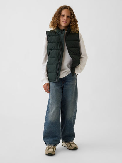 Koyu Yeşil Recycled Lightweight Puffer Şişme Yelek