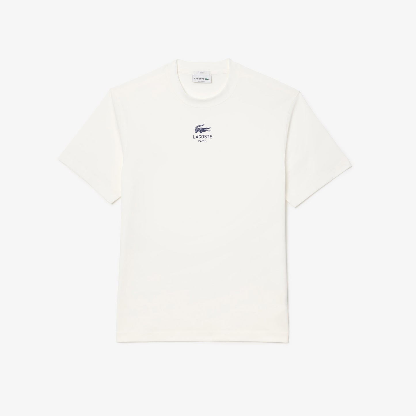 Lacoste Signature Unisex Classic Fit Bisiklet Yaka Baskılı Beyaz T-shirt