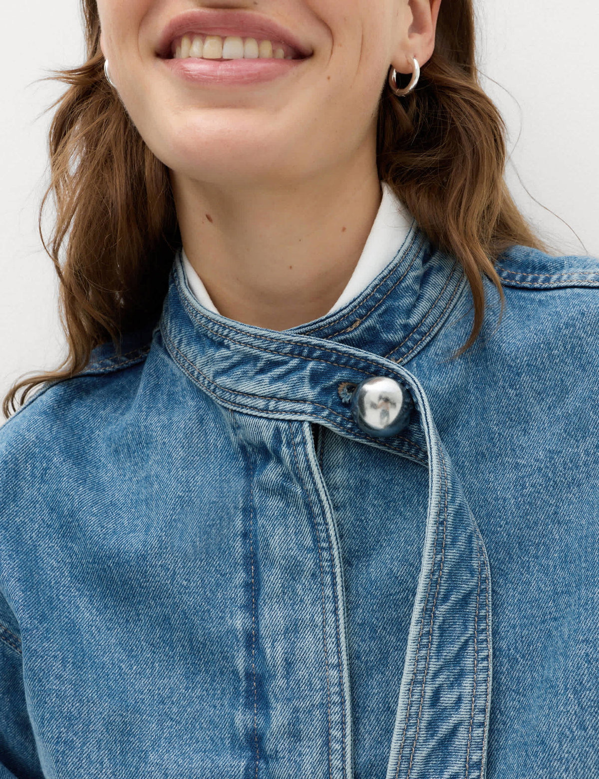Funnel Yaka Denim Ceket