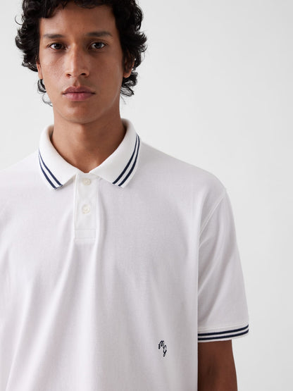 Beyaz Gap × Malbon Relaxed Polo T-shirt