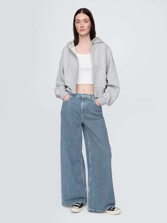 Mavi Mid Rise Ultrasoft Denim Çizgili Baggy Jean Pantolon