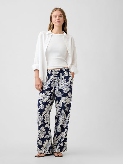 Lacivert Mid Rise Pull-on Wide-leg Pantolon