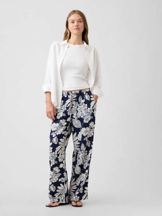 Lacivert Mid Rise Pull-on Wide-leg Pantolon