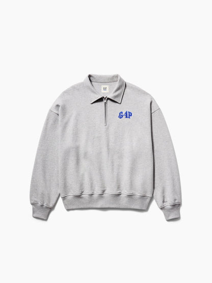 Açık Gri Gap × Awake Ny Heavyweight Oversized Çeyrek Fermuarlı Sweatshirt