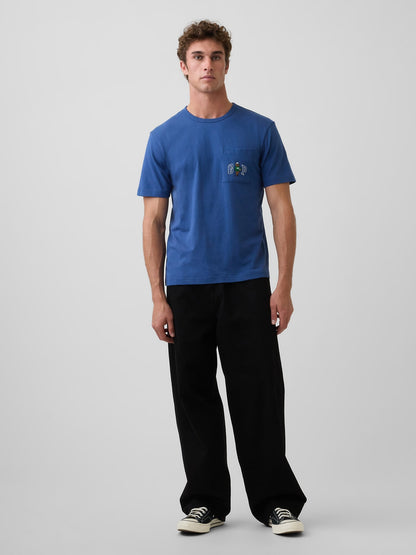 Koyu Mavi Relaxed Branan Bear Logo T-shirt