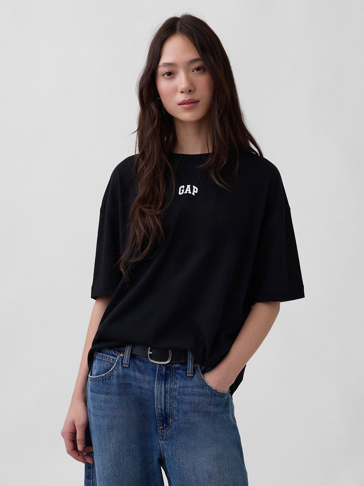 Siyah Organik Pamuk Vintagesoft Athletic Logo Tunik T-shirt