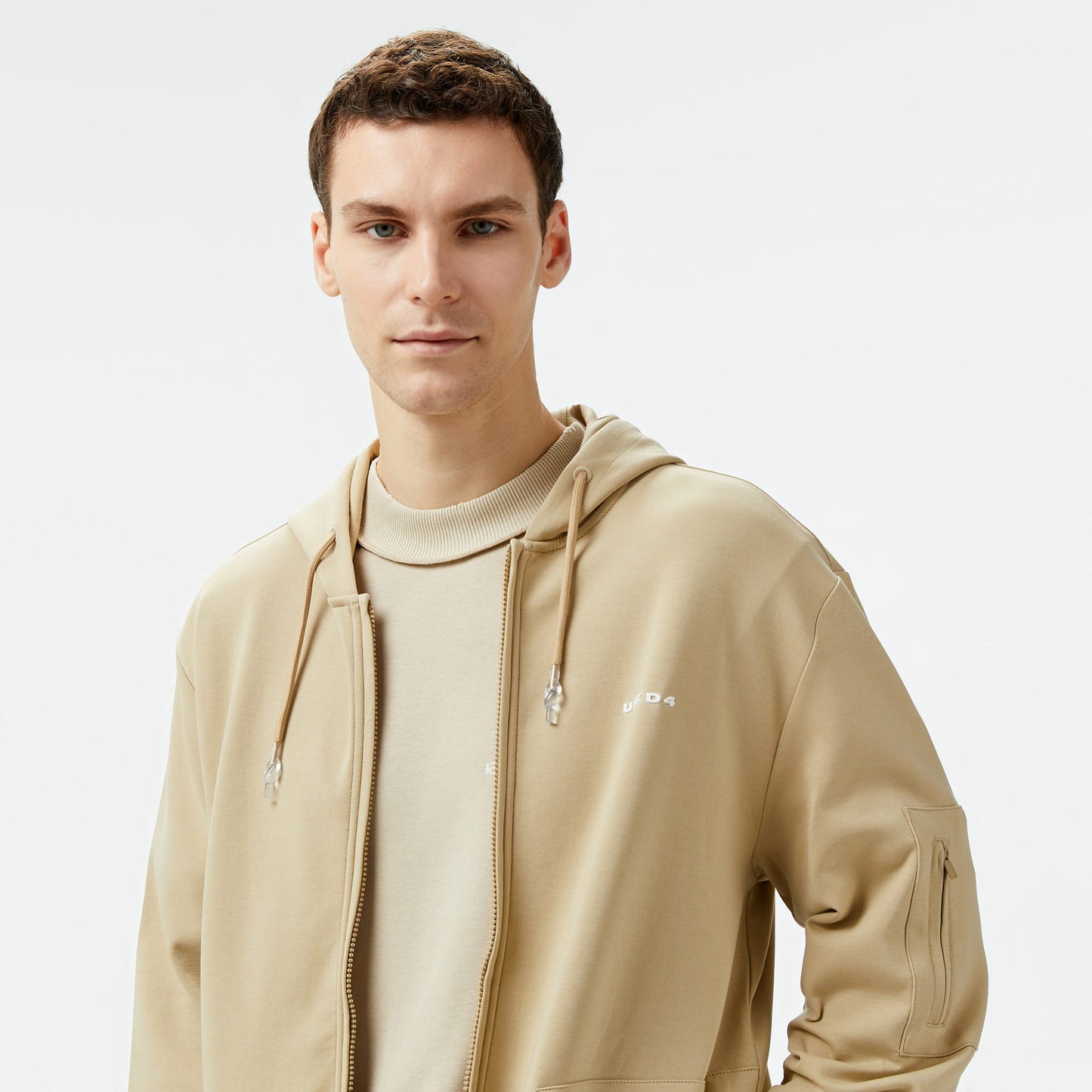 United4 Cool M Full Zip Erkek Bej Sweatshirt