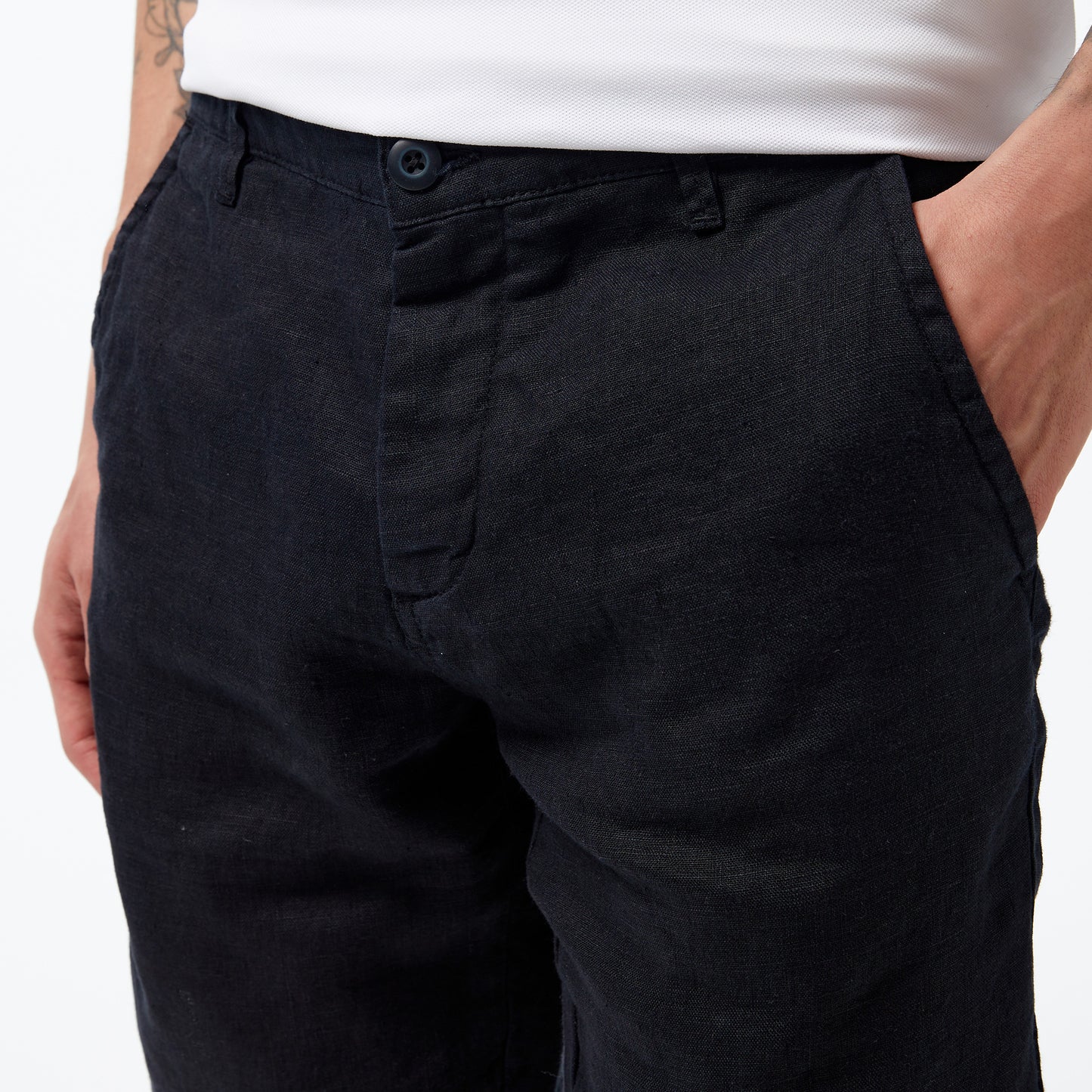 Nautica Erkek Siyah Slim Fit Keten Şort