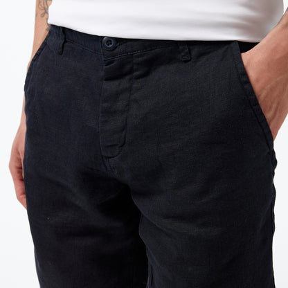 Nautica Erkek Siyah Slim Fit Keten Şort