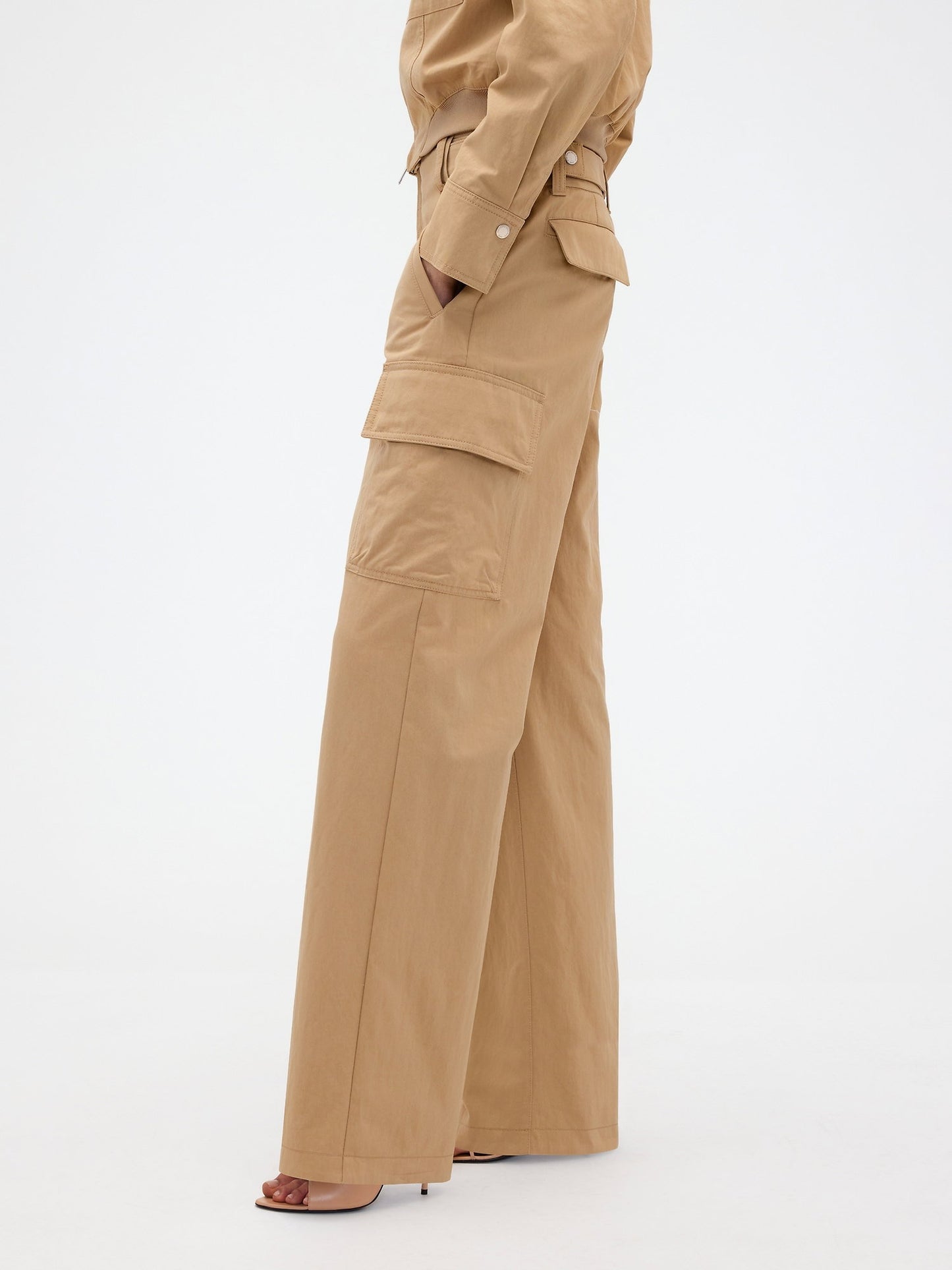 Bej Gap × Victoria Beckham High Rise Kargo Pantolon