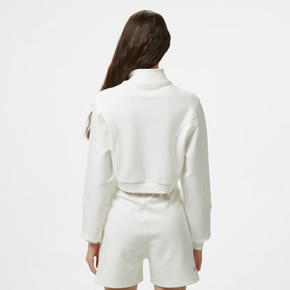 United4 Örme Crop Kadın Ekru Sweatshirt