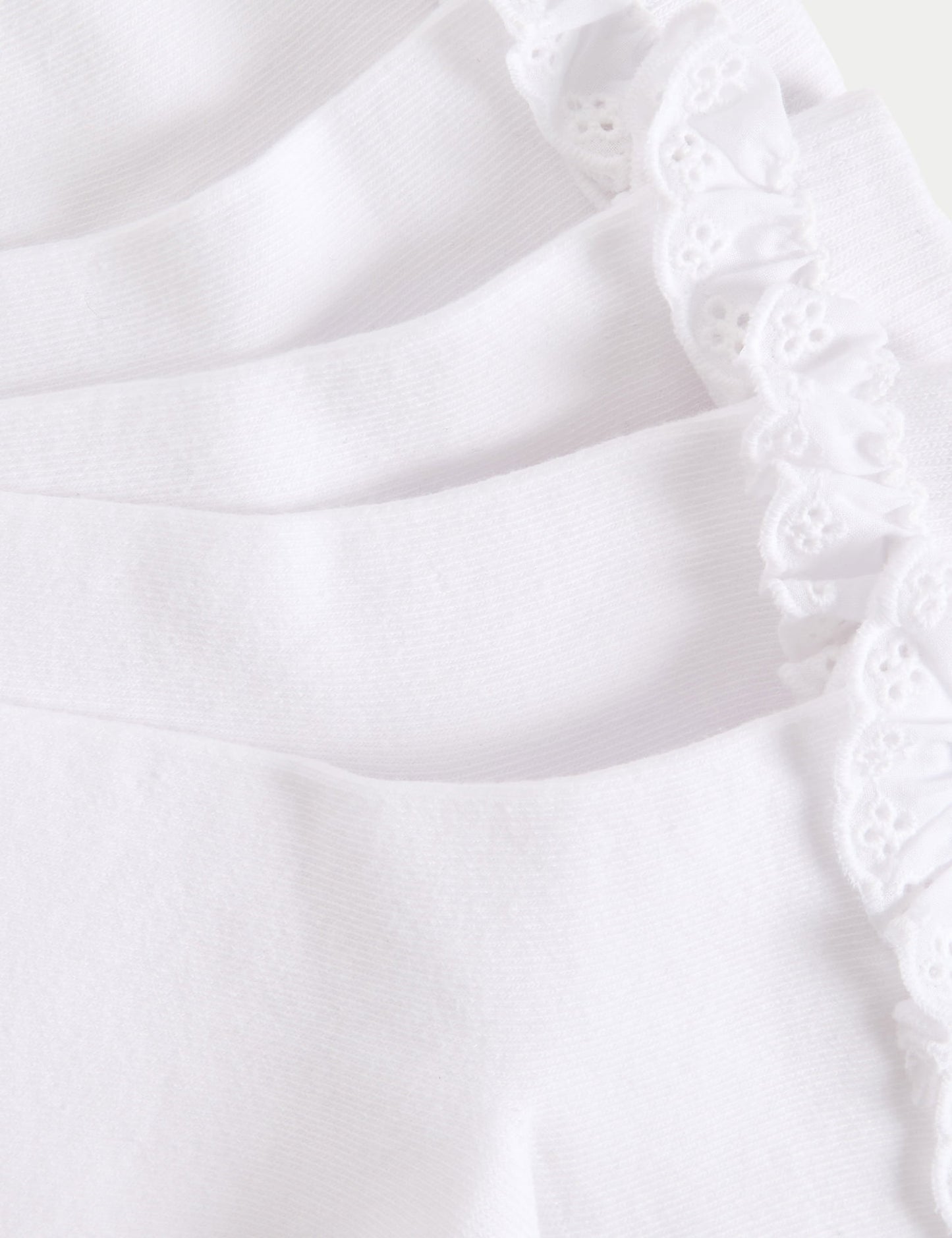 5'li Saf Pamuk Karışımlı Broderie Frill Okul Çorabı