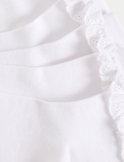 5'li Saf Pamuk Karışımlı Broderie Frill Okul Çorabı