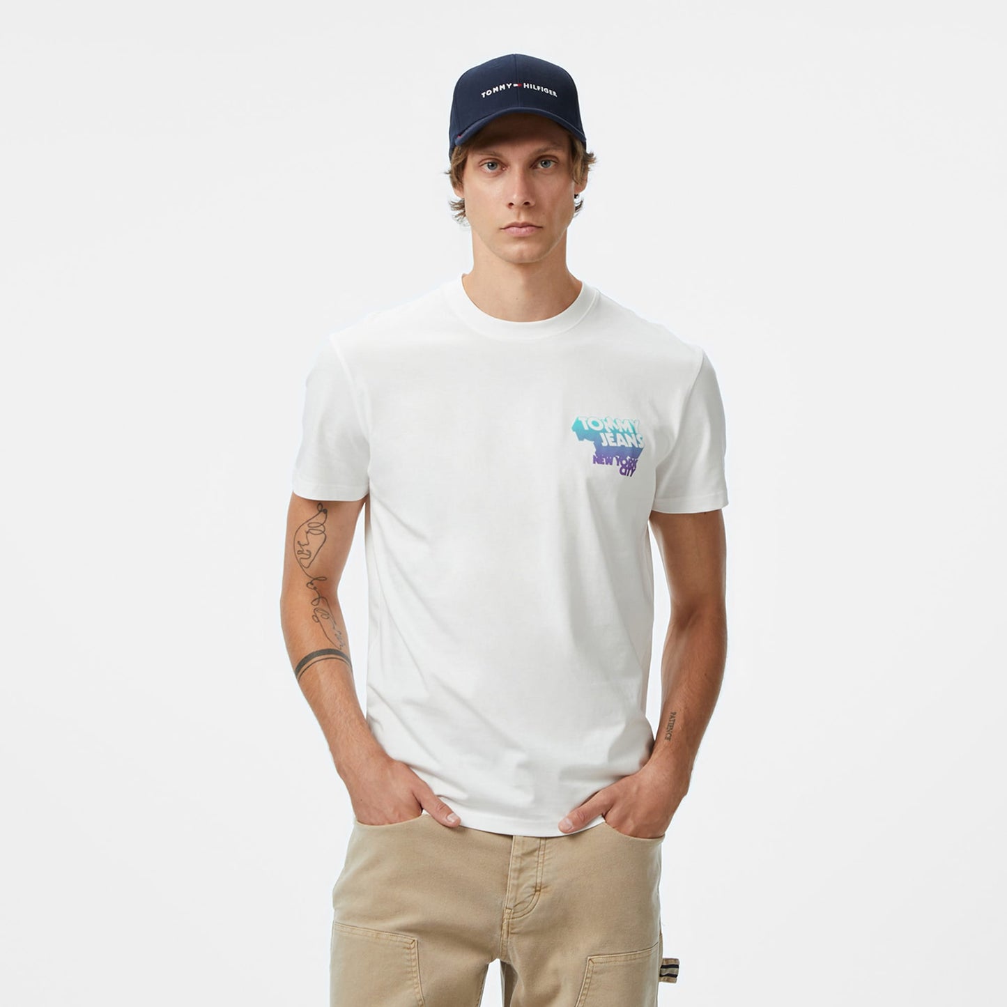 Tommy Jeans Pamuklu Regular Fit Erkek Beyaz T-shirt