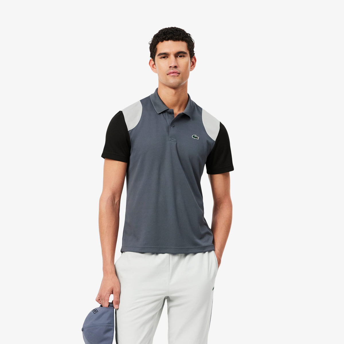 Lacoste Sport Erkek Regular Fit Renk Bloklu Gri Polo
