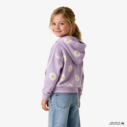 Gap V-french Logo Full Zip Çocuk Mor Sweatshirt