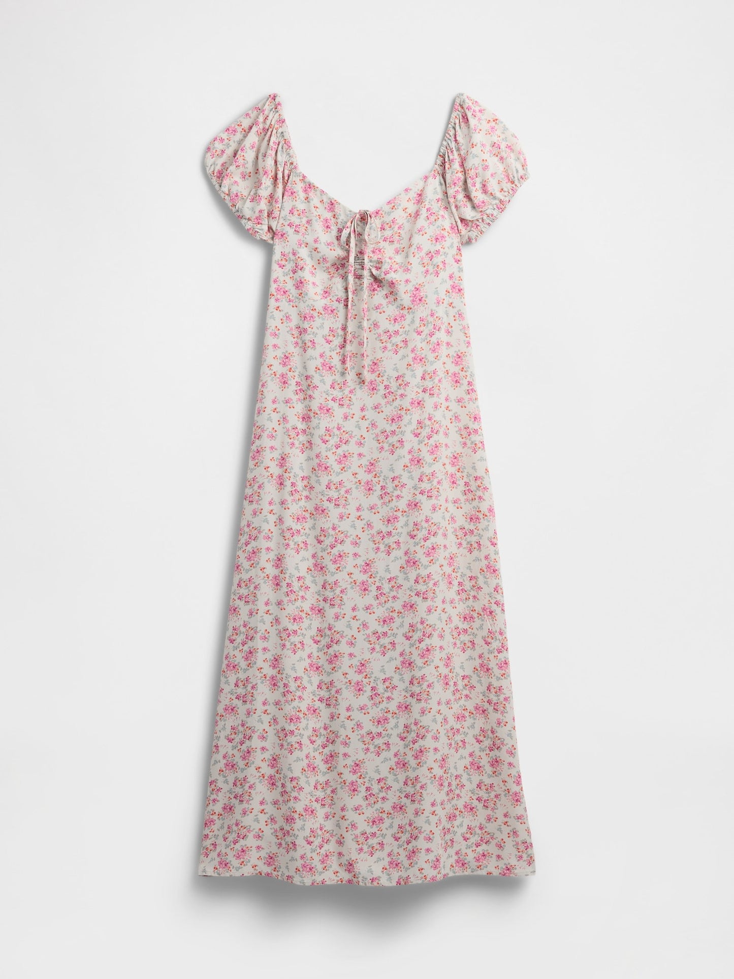 Pembe Print Puff Sleeve Midi Elbise