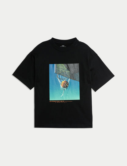 Saf Pamuklu Basketbol T-shirt (2-16 Yaş)