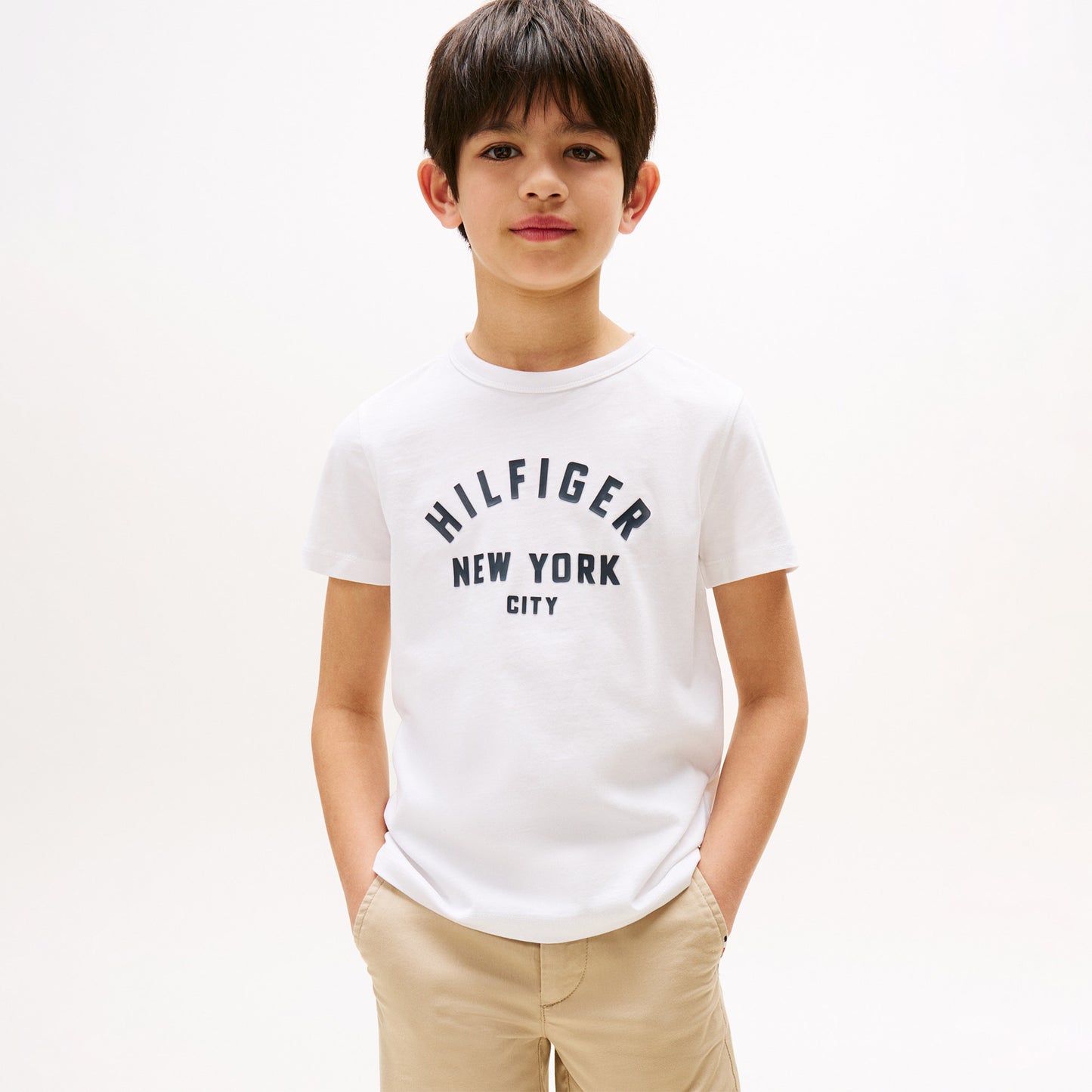 Tommy Hilfiger Curved Çocuk Beyaz T-shirt