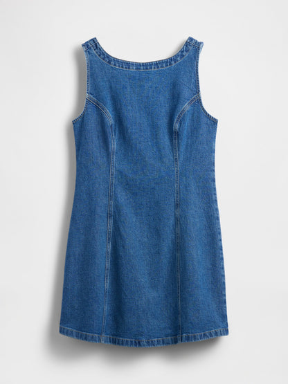 Mavi Denim Botneck Open-back Mini Elbise