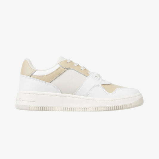 Tommy Jeans Retro Basket Tonal Deri Kadın Bej Spor Ayakkabı