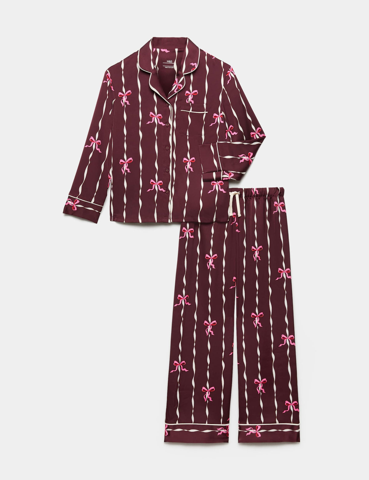 Fiyonk Desenli Saten Pijama Takımı