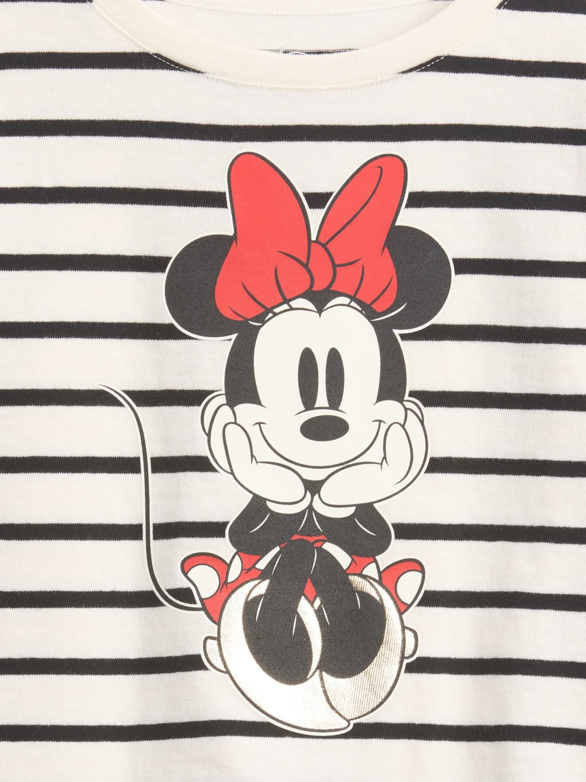 Siyah Beyaz Çizgili Disney Çizgili T-shirt
