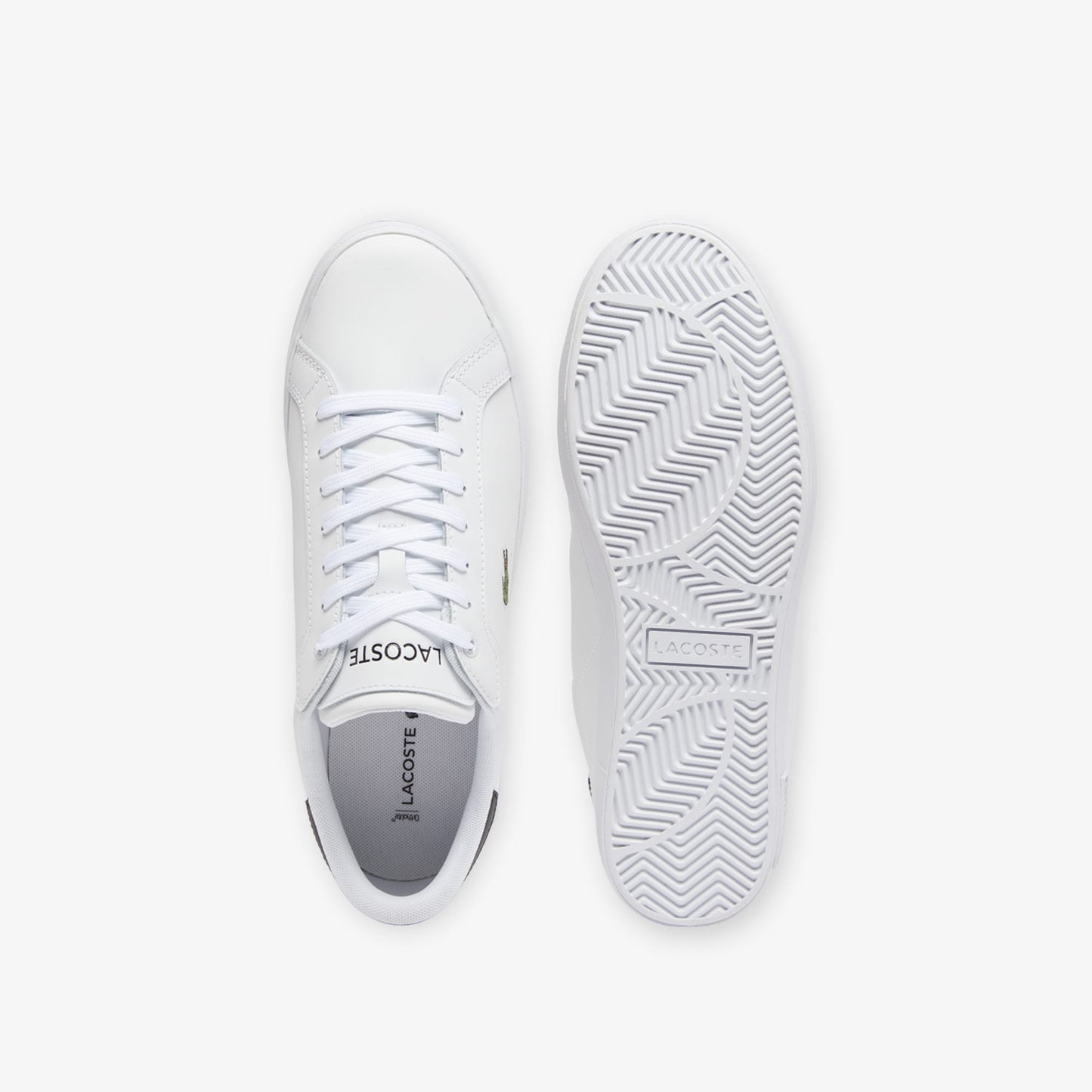 Lacoste Powercourt Leather Erkek Siyah Detaylı Beyaz Sneaker