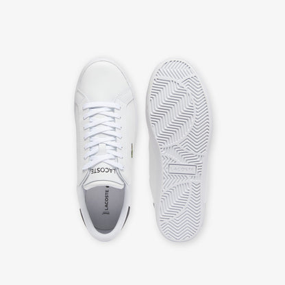 Lacoste Powercourt Leather Erkek Siyah Detaylı Beyaz Sneaker
