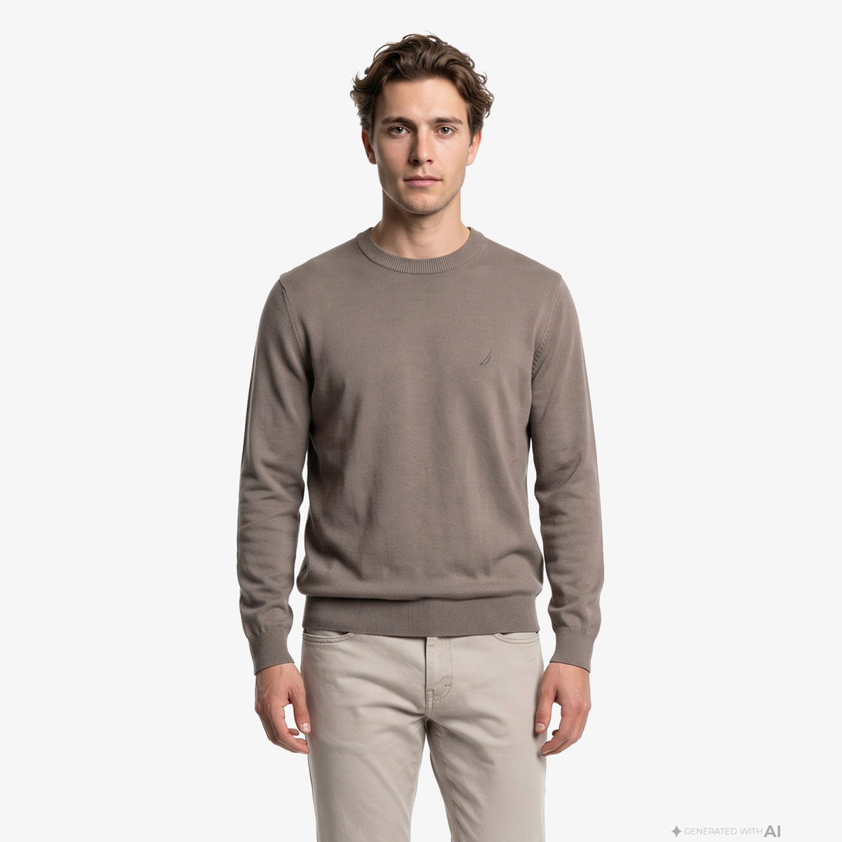 Nautica Erkek Haki Regular Fit Triko
