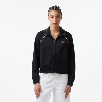 Tommy Hilfiger Jeans Badge Interlock Knit Track Kadın Siyah Ceket