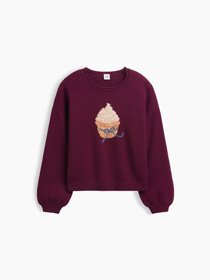 Mor %100 Pamuk Oversized Rollneck Kazak