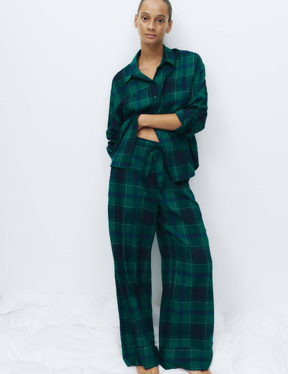 Pamuk Karışımlı Ekose Pijama Takımı