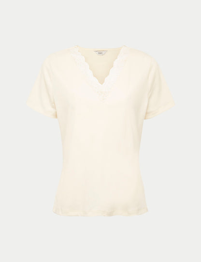 Dantel Detaylı V Yaka T-shirt
