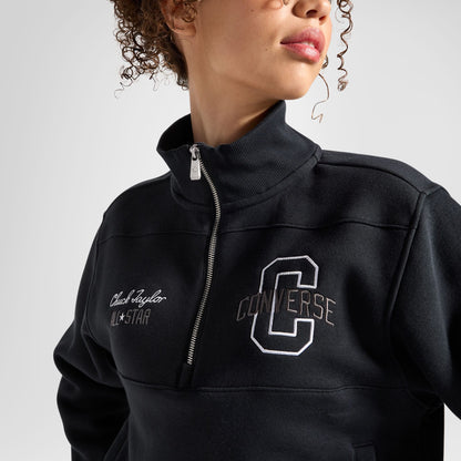 Converse Classic Kadın Yarım Fermuarlı Siyah Sweatshirt