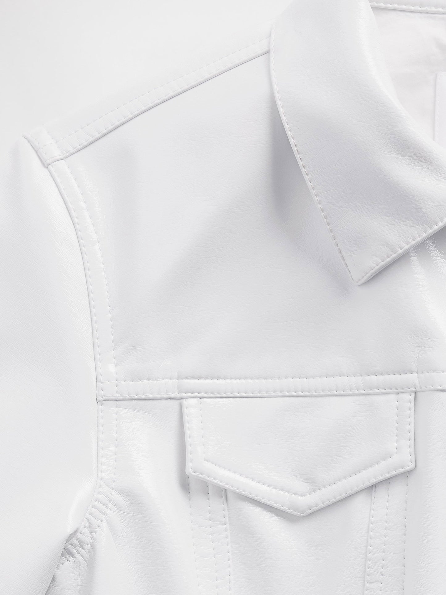 Beyaz Gapstudio Vegan Patent Suni Deri Crop Ceket