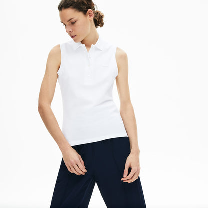 Lacoste L.12.d Kadın Slim Fit Kolsuz Beyaz Polo