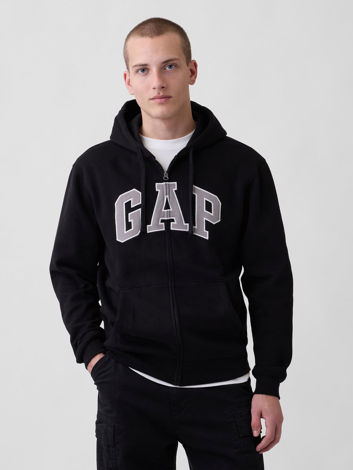 Siyah Vintagesoft Arch Logo Tam Fermuarlı Sweatshirt