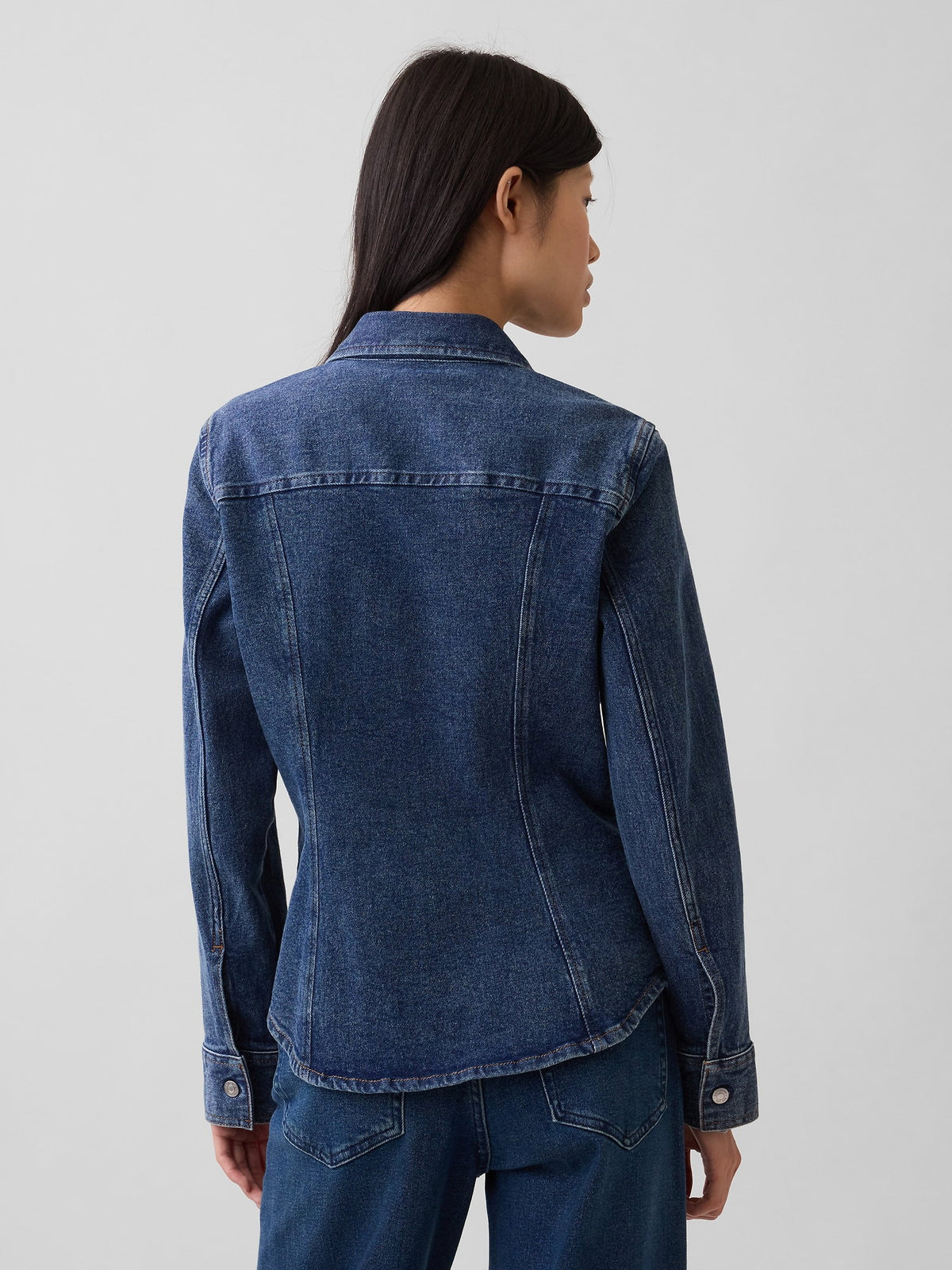 Koyu Mavi Denim Fitted Gömlek