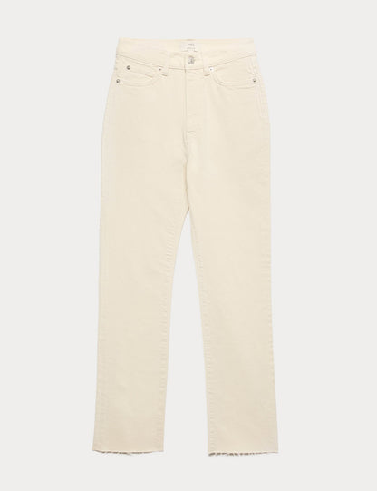 Yüksek Bel Püskül Paça Straight Jean