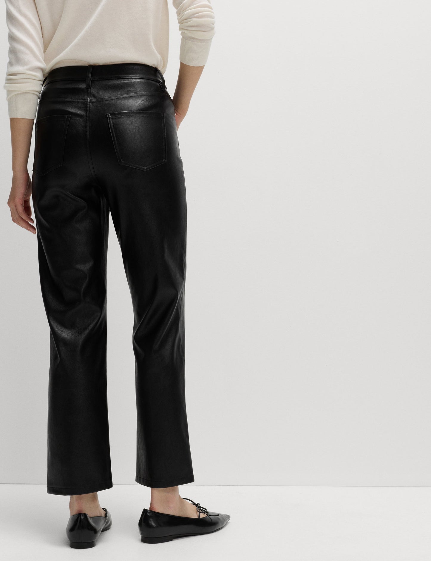 Suni Deri Straight Leg Pantolon