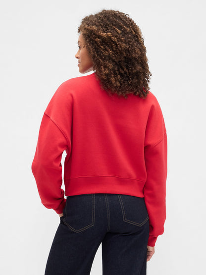 Kırmızı Logo Crop Sweatshirt