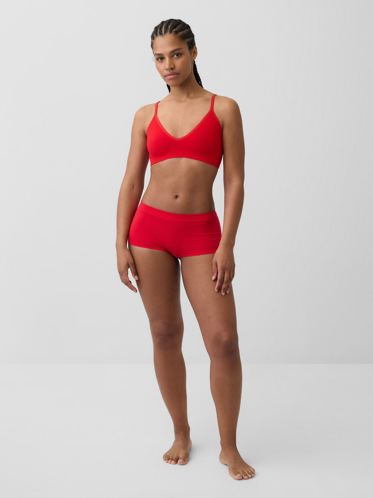 Kırmızı Seamless Fitilli Triangle Bralet
