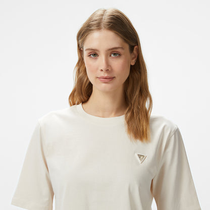 Guess Colette Boxy Mid Organic Stream Kadın Krem T-shirt
