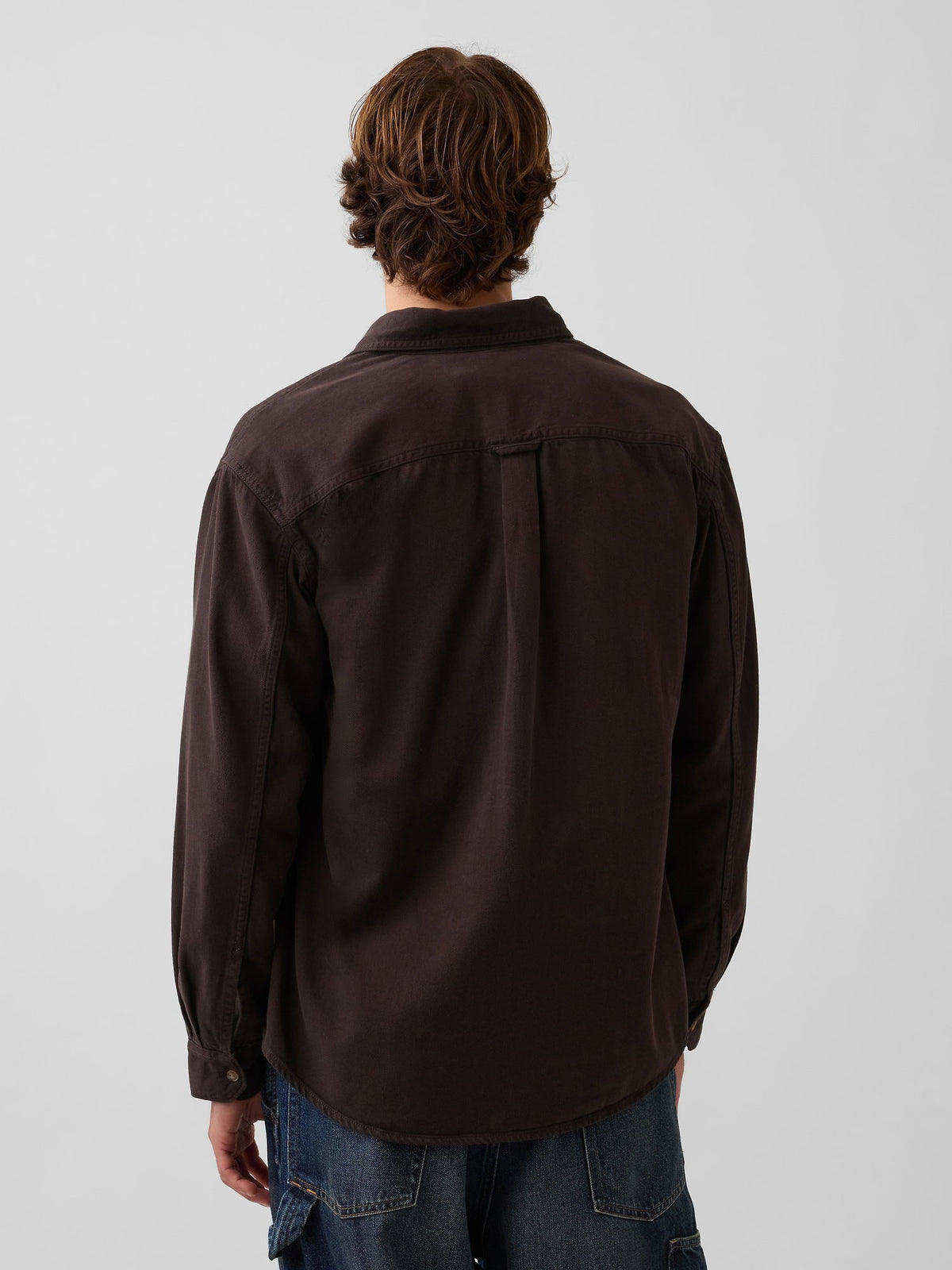 Koyu Kahverengi Ultrasoft Denim Relaxed Utility Gömlek