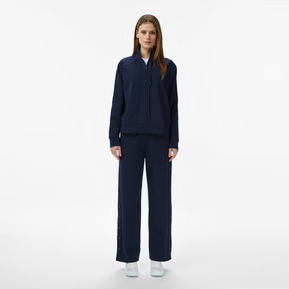 Lacoste Kadın Loose Fit Dik Yaka Lacivert Sweatshirt