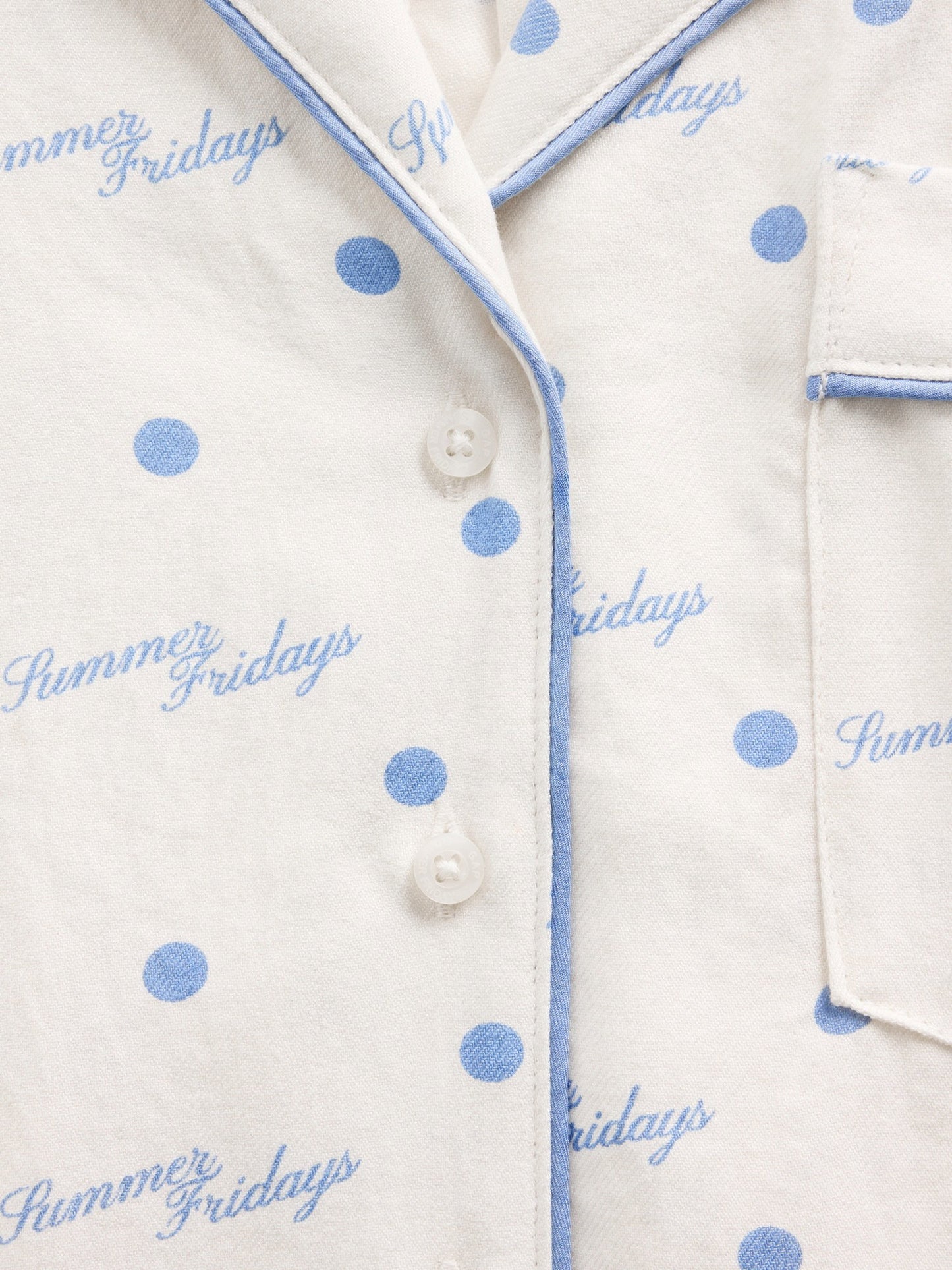 Kırık Beyaz Gap × Summer Fridays Relaxed Flannel Dotted Pijama Üstü