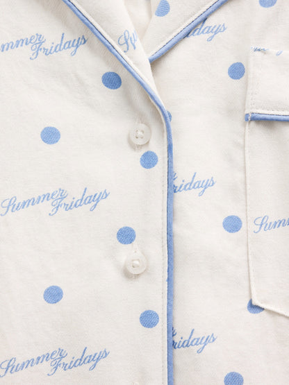 Kırık Beyaz Gap × Summer Fridays Relaxed Flannel Dotted Pijama Üstü