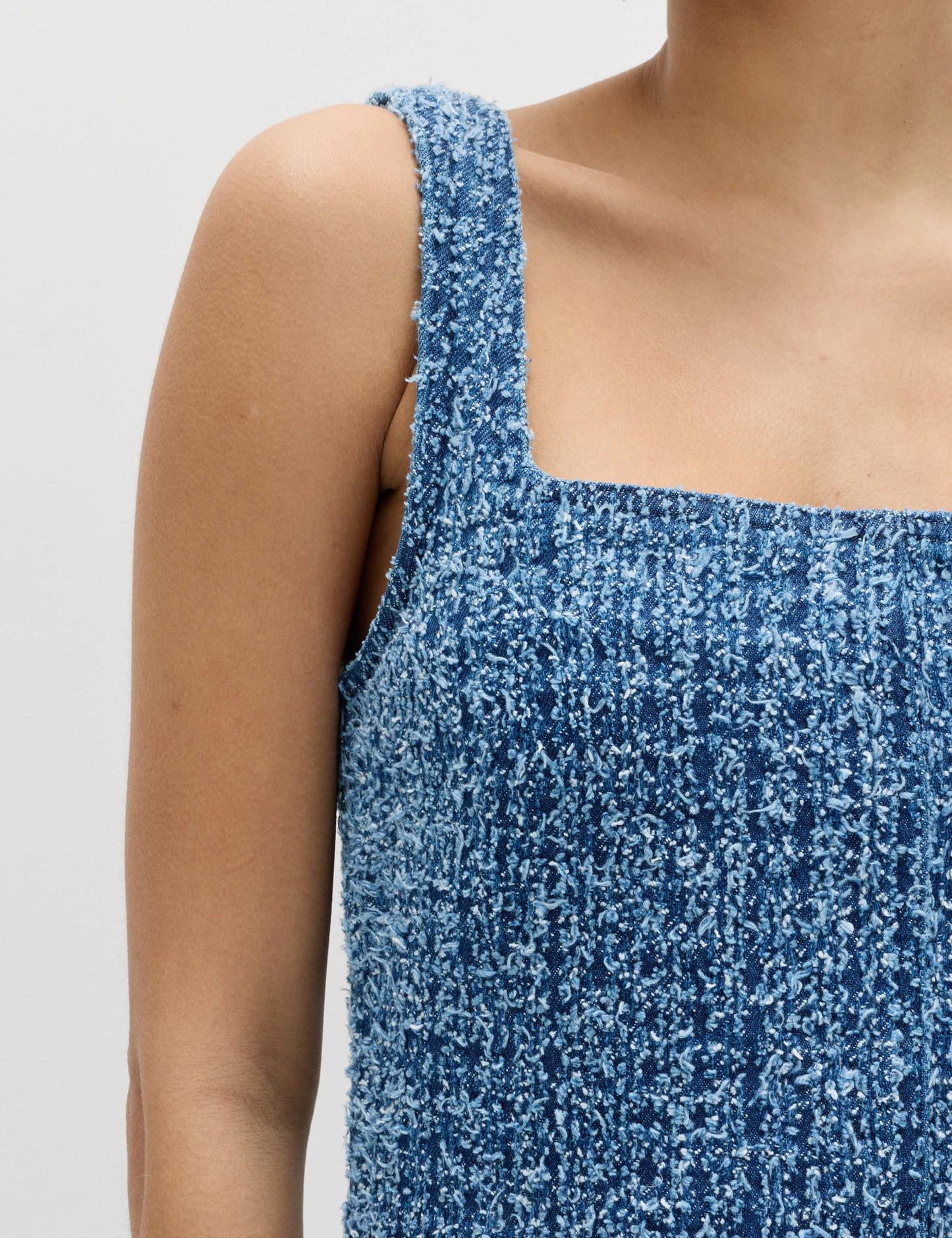Saf Pamuklu Denim Mini Elbise
